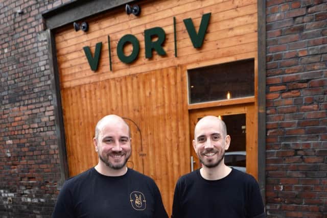 V or V Restaurant,Wharncliffe Works,Green Lane,Kelham Island,Sheffield.Pictured owners Matt(left) and Nick Burgess.  Pic Steve Ellis