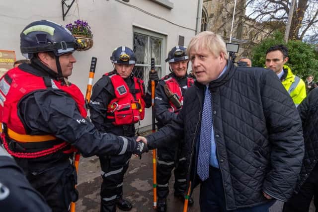 Boris Johnson meets flooding first responders in South Yorkshire