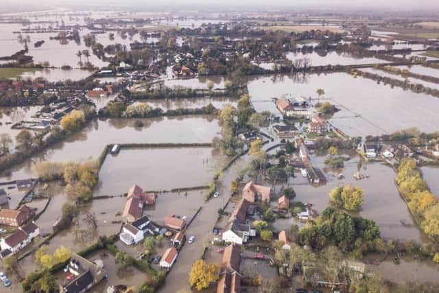 An aerial view of Fishlake at the height of the floods.