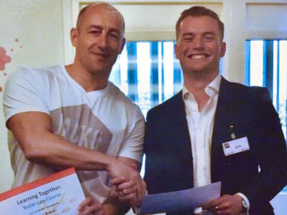 Steve Gallant (left) with Jack Merritt (right), who died in the London Bridge attack) pictured at the end of a Learning Together training course in April 2018. Picture: Steve Gallant/PA Wire