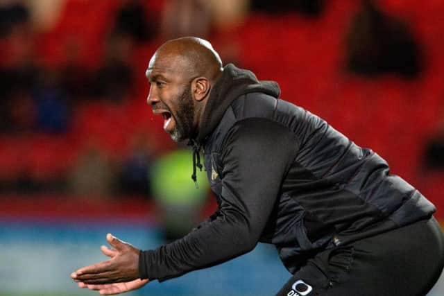 Darren Moore shows his frustration in Doncaster Rovers' 2-0 win over Shrewsbury Town