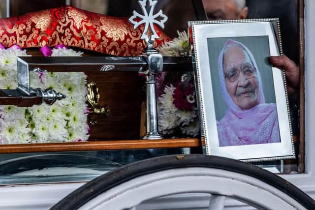 The funeral was held for Kartari Chand, of Bradford, at Scholemoor Cemetery and Crematorium Picture: James Hardisty