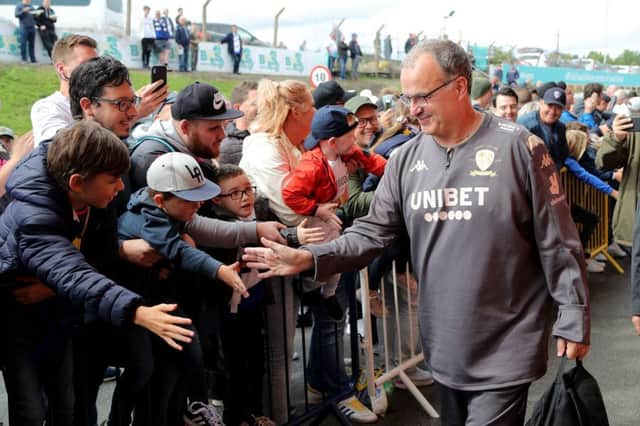 Leeds United manager Marcelo Bielsa arrives at the Sky Bet Championship match at Elland Road, Leeds. Picture: PA