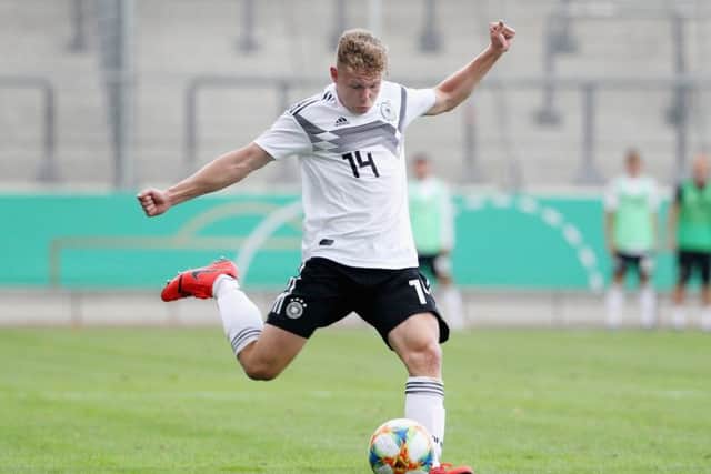HELLO: Full-back Kilian Ludewig, seen in action during a Germany Under-20 international friendly in September last year. Picture: Karina Hessland-Wissel/Bongarts/Getty Images