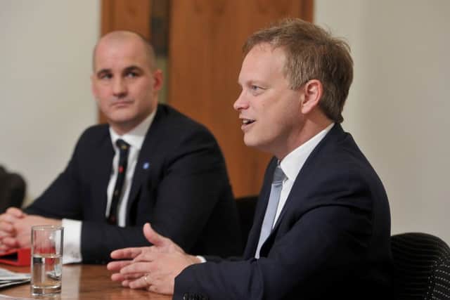 Jake Berry and Grant Shapps at The Yorkshire Post's offices.