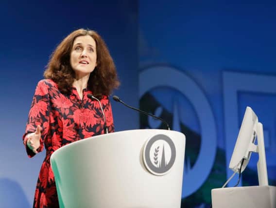 Environment Secretary Theresa Villiers delivering the key note speech at the Oxford Farming Conference