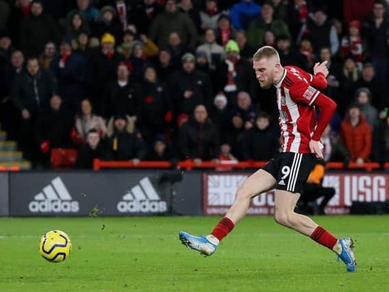 Sheffield United's Oli McBurnie scored what proved to be the only goal of their game against West Ham United after the intervention of the video assistant referee