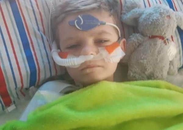 Seven-year-old Luke Mortimer is in Sheffield Children's Hospital recovering from bacterial meningitis