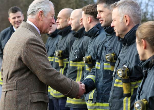The Prince of Wales met firefighters during his recent visit to Fishlake.