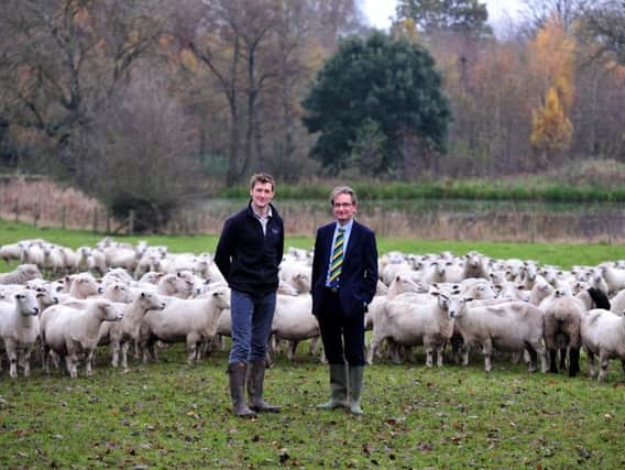 Sheep farmer Alistair Trickett who has been awarded a Nuffield Scholarship funded by the Yorkshire Agricultural Society. He is pictured with Nigel Pulling.