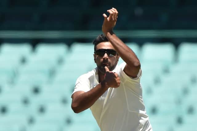India's spinner Ravi Ashwin bowls on the third day of the tour match against Cricket Australia XI at the SCG in Sydney on November 30 (Picture: PETER PARKS/AFP via Getty Images)
