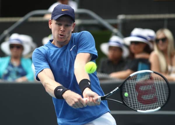 Kyle Edmund of Great Britain plays a backhand during his singles game against Alejandro Davidovich Fokina of Spain during day two of the 2020 Men's ASB Classic at ASB Tennis Centre. (Picture: Phil Walter/Getty Images)