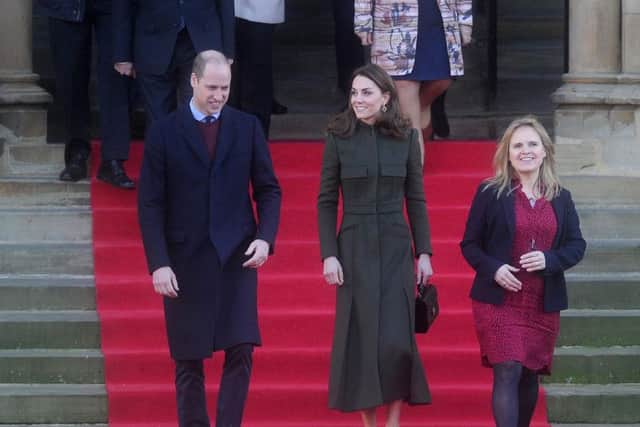 The Duke and Duchess of Cambridge leave Bradford City Hall. Picture: Simon Hulme.