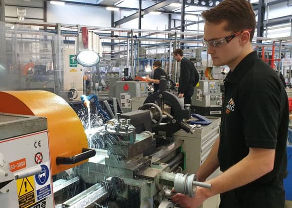 An apprentice working at the Advance Manufacturing Research Centre that is located on the site of the former Orgreave coking plant that became a symbol of industrial strife in the 1984-85 Miners' Strike.