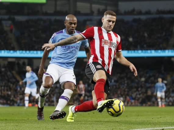 Billy Sharp, in action for Sheffield United at Manchester City: PICTURE: SPORTIMAGE.