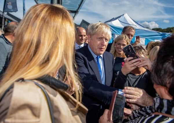 Prime Minsiter Boris Johnson on a pre-election visit to Stocksbridge.
