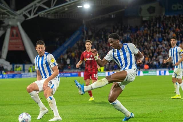 Terence Kongolo, pictured in action for Huddersfield against Fulham earlier this season. PICTURE: BRUCE ROLLINSON.