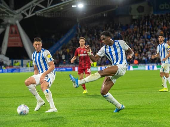 Terence Kongolo, pictured in action for Huddersfield against Fulham earlier this season. PICTURE: BRUCE ROLLINSON.