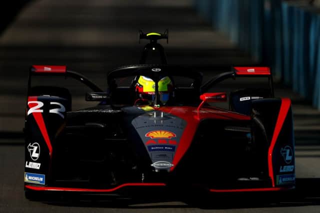Oliver Rowland, driving the (22) Nissan IM02 and Team Nissan e.dams on track during practice ahead of the ABB FIA Formula E Championship in Riyadh in November last year. Picture: Francois Nel/Getty Images