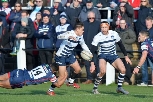 Jacob Umaga, in action for Yorkshire Carnegie against Doncaster Knights in November 2018.  Picture: Bruce Rollinson