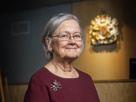 Lady Hale in the mock court room at Bradford University. Picture: Tony Johnson.
