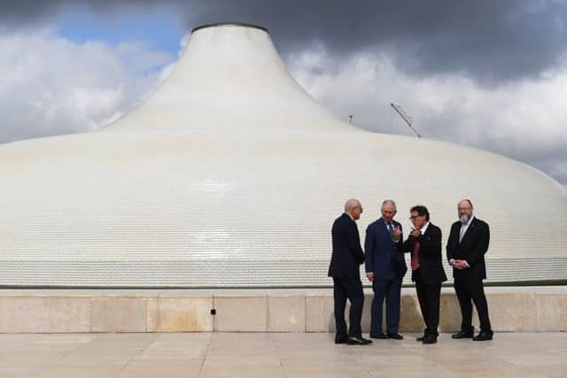 The Prince of Wales (second left) and Chief Rabbi Ephraim Mirvis (right) during a visit to the Shrine of the Book at the Israel Museum in Jerusalem on the first day of his visit to Israel and the occupied Palestinian territories.