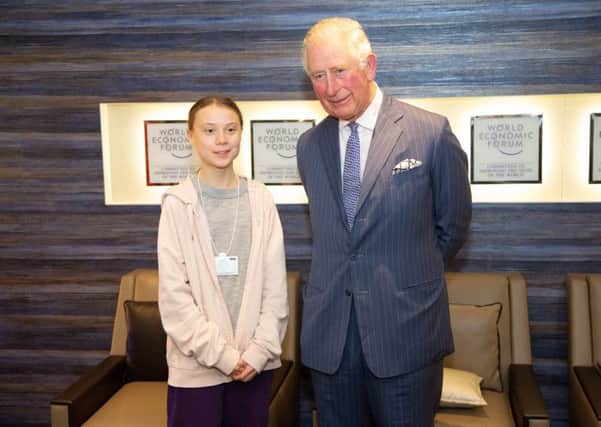 The Prince of Wales in Davos with teenage climate change activist Greta Thunberg.