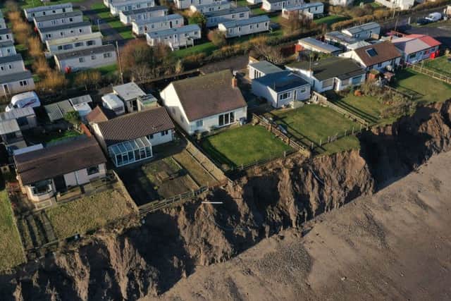 An aerial view of the latest erosion at Skipsea.