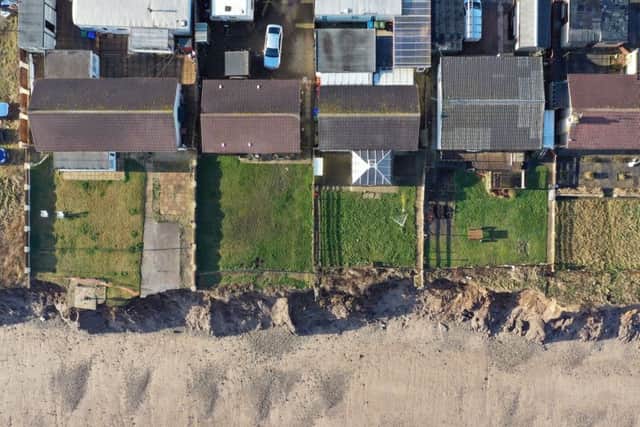 An aerial view of the erosion at Skipsea.