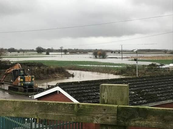 A view from the pumping station at Wilfholme during the high waters and flooding in November