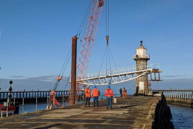 The bridge being lifted into place. Credit: Scarborough Council