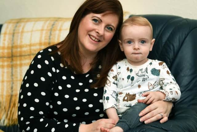 Rachel McNab with son Finlay, 14 months, who inspired a year of fundraising after his care at Harrogate District Hospital. Image: Jonathan Gawthorpe.