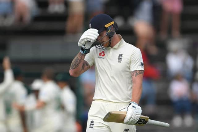 SEEING RED:  England's Ben Stokes shows his dismay after being dismissed for just two runs at The Wanderers  in Johannesburg. Picture: Stu Forster/Getty Images.