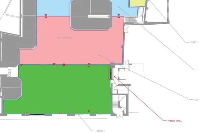 Plan showing where the new 'big screen' will be in Trinity Market