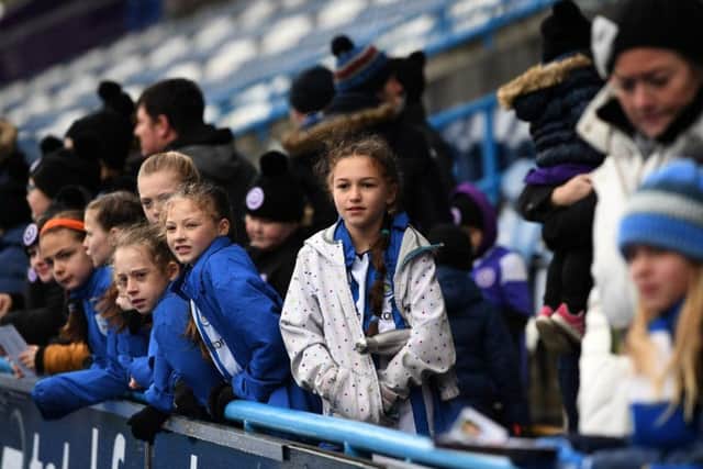 Young fans turn out for Huddersfield Town Ladies first match at the John Smith's Stadium against Ipswich Town Ladies in the FA Cup.