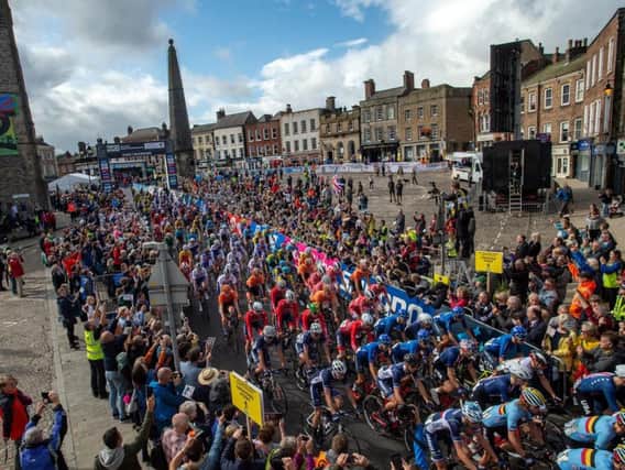 Start of the junior men's road race in Richmond during the UCI World Championships 2019. Picture: Bruce Rollinson.
