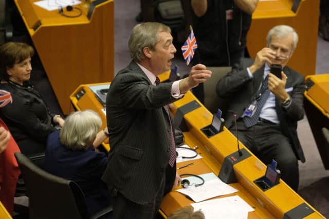Brexit Party leader Nigel Farage MEP in the European Parliament this week.