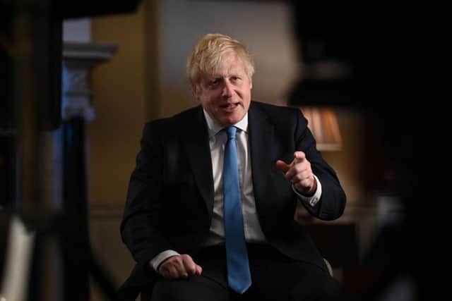 Boris Johnson recording his Brexit address to the nation. Photo: Downing Street