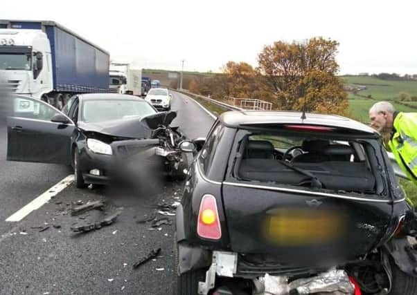 The aftermath of a crash on a stretch of M1 smart motorway.