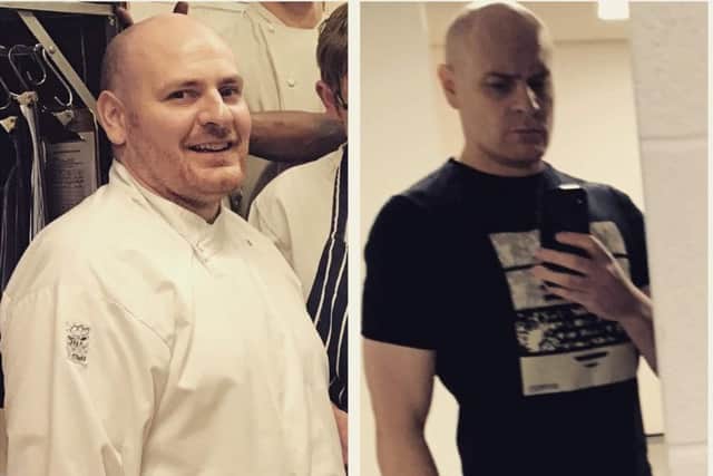 Nick Chappelow before and after his weight loss