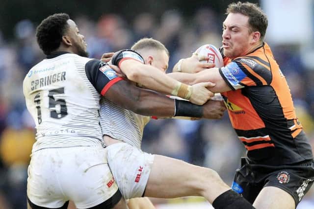 Castleford Tigers' Grant Millington in action against Toronto.