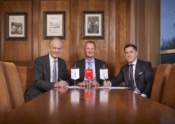 Done deal: Ken Davy, chairman of Venari Group; René Pol, chief sales officer of Ziegler Group and Oliver North, CEO of Venari Group.