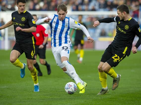 Huddersfield Town loanee Emile Smith-Rowe, pictured on his home debut against Brentford. PICTURE: TONY JOHNSON.