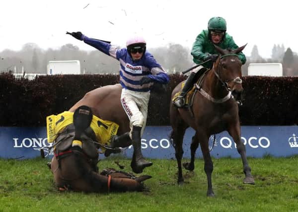 How did he survive that?: But Cyrname did, to the delight of the Ascot crowd and the relief of jockey Harry Cobden. (Picture: Bradley Collyer/PA)