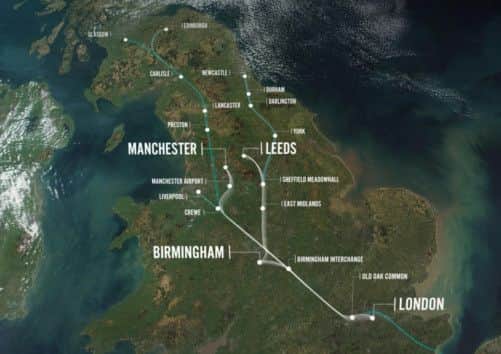 The full line of the proposed HS2 high-speed rail project.