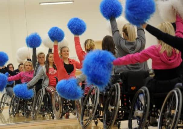 The wheelchair cheerleaders at Calderdale College Inspire Centre, Halifax. Picture by Simon Hulme