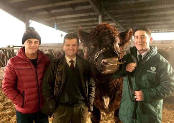 Morrisons' butcher Antony Ward with Ant and Dec