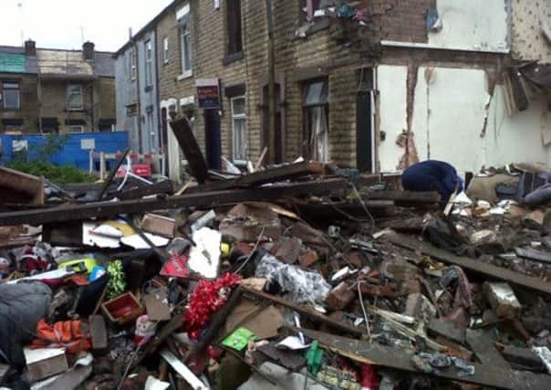 The scene in Buckley Street, Oldham after a huge gas blast destroyed houses and killed toddler Jamie Heaton aged 2. Andrew Partington was sentenced to 10 years for manslaughter.