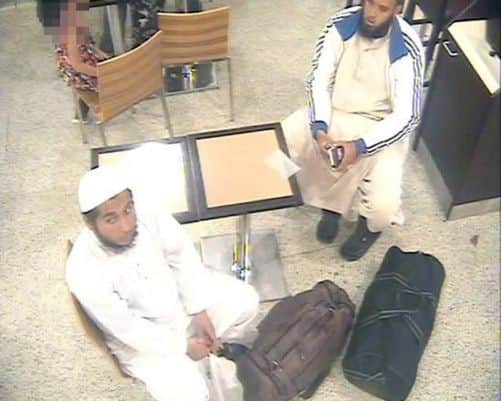 Khobaib Hussain and Naweed Ali at Birmingham Airport.