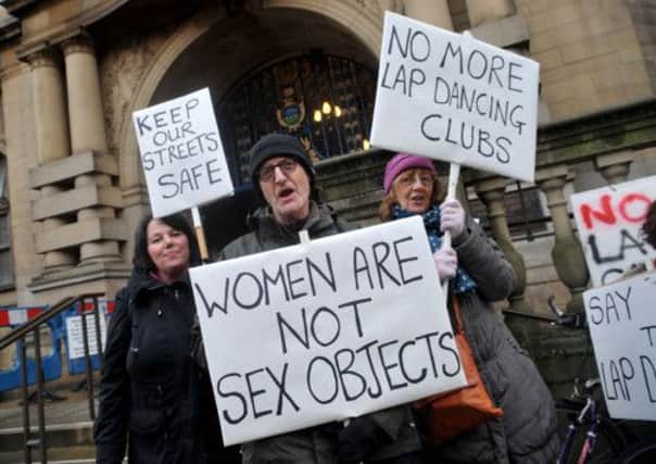 The lap dance club protest outside Sheffield Town Hall